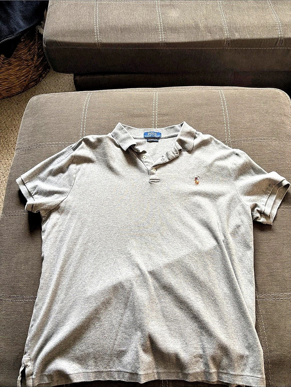 Polo Ralph Lauren Custom Slim Fit Polo Shirt Gray Medium